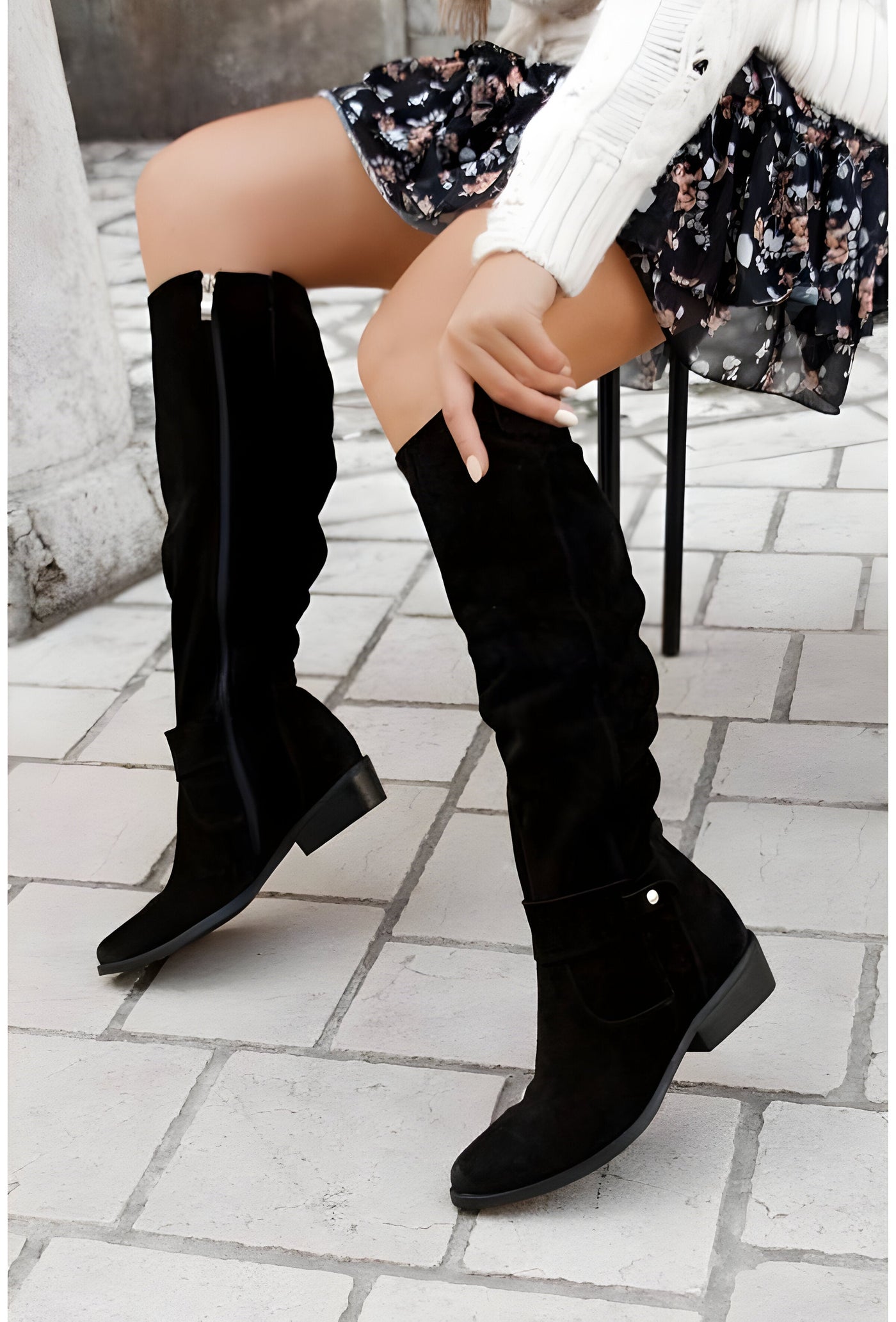 Botas clásicas de cuero hasta la rodilla para mujer