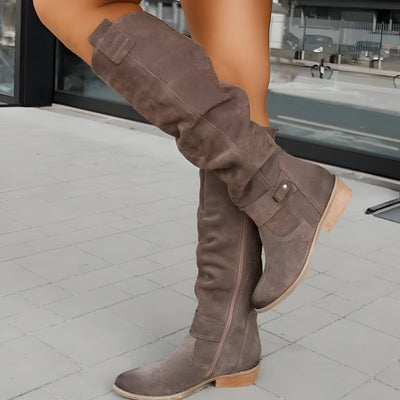 Botas clásicas de cuero hasta la rodilla para mujer