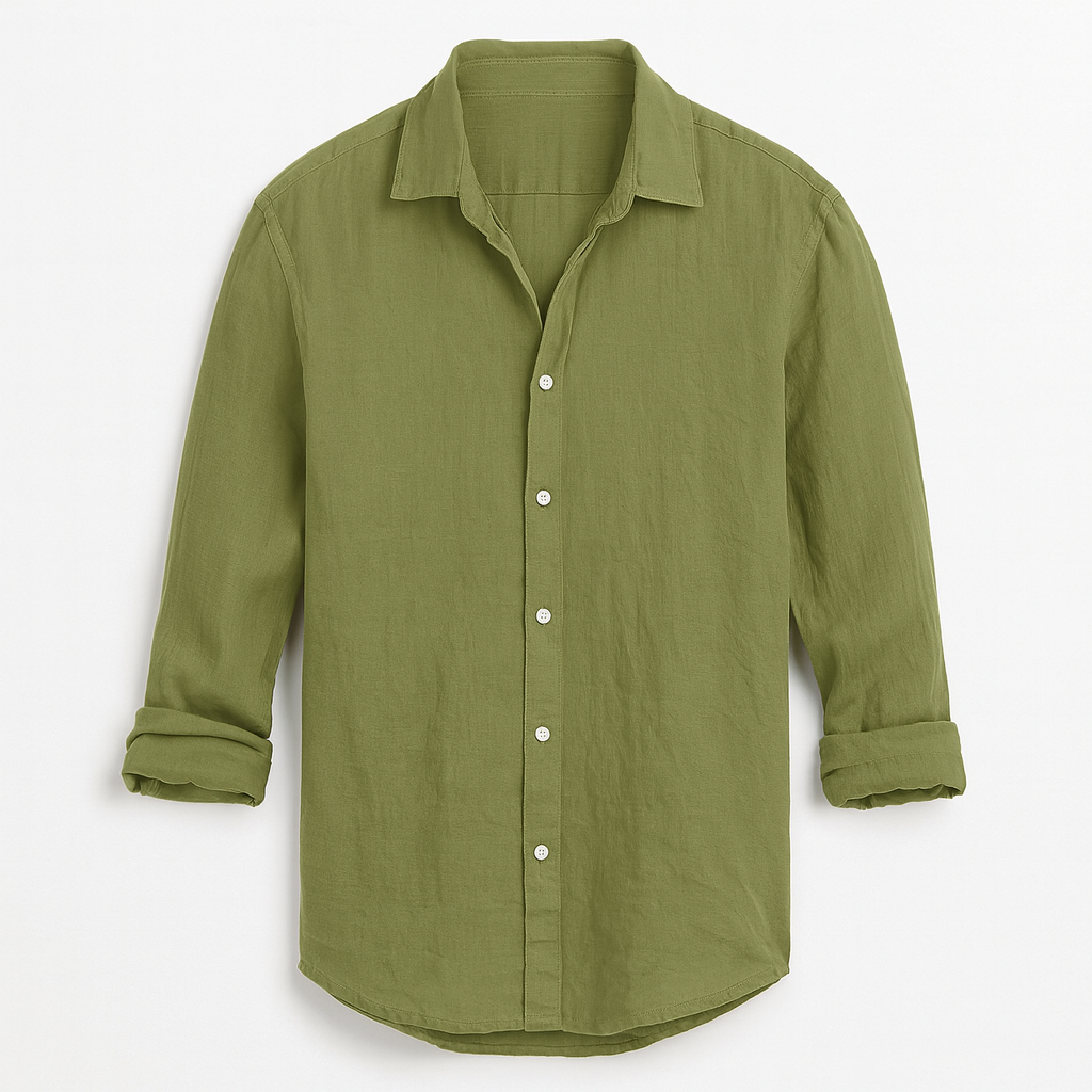 Green Men's Linen Shirt