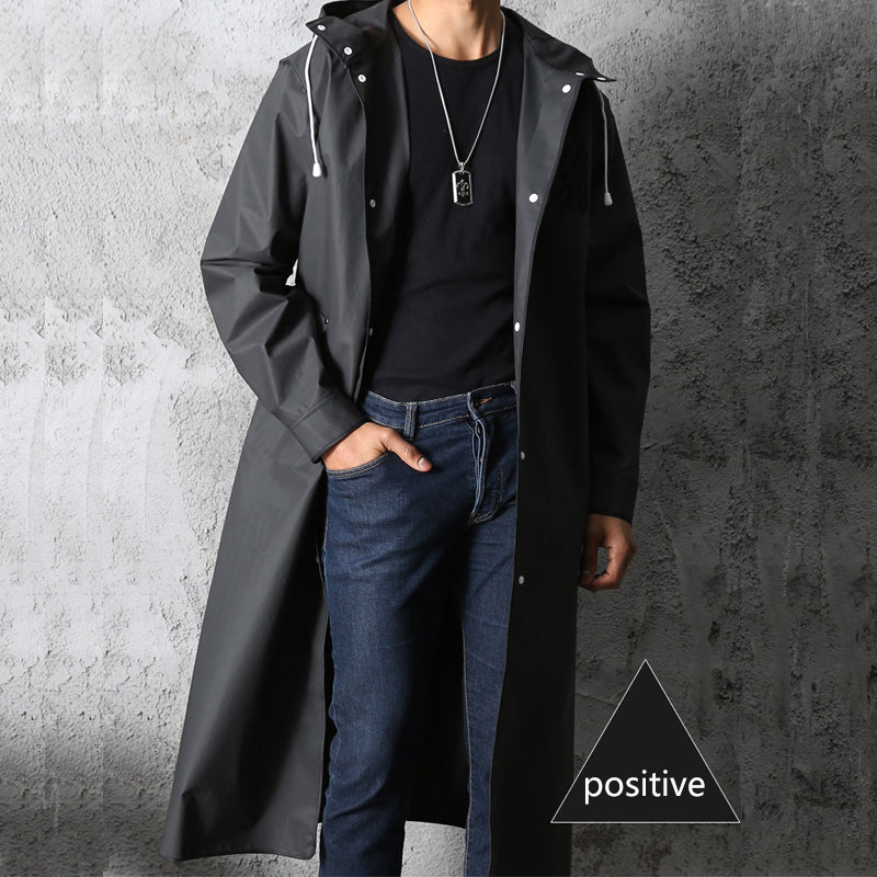 Imperméable long à capuche pour homme