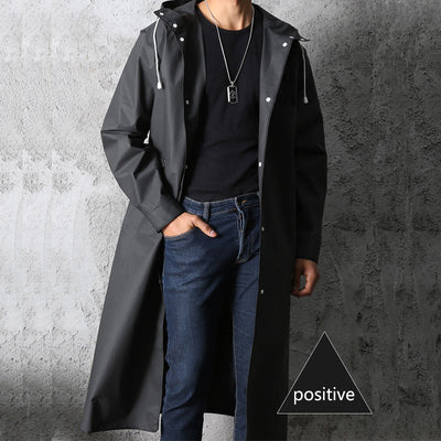 Imperméable long à capuche pour homme