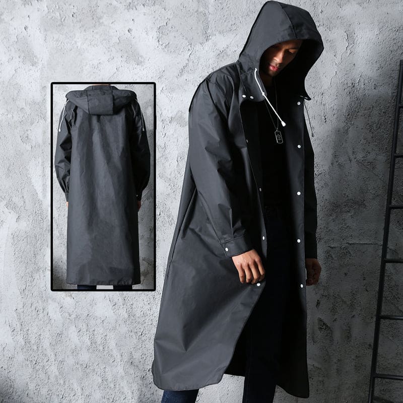 Imperméable long à capuche pour homme