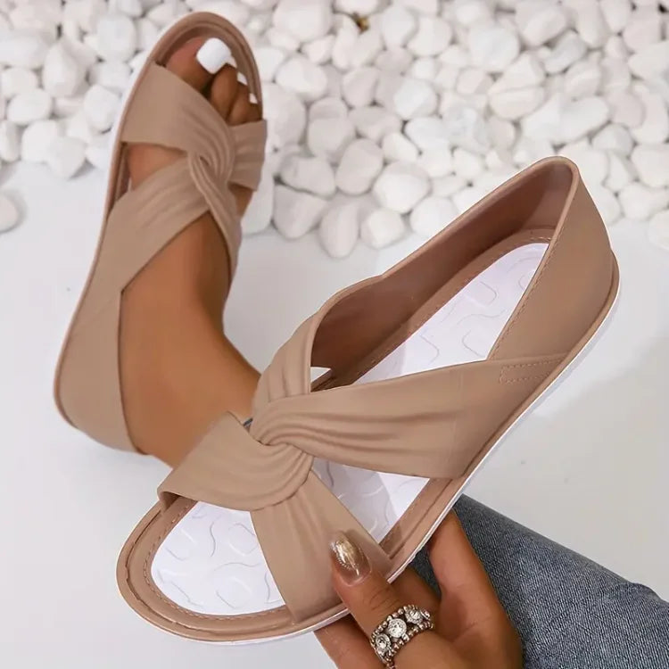 Sandales d'été confortables à semelle souple et à motif de nœuds pour femmes