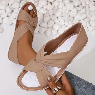 Sandales d'été confortables à semelle souple et à motif de nœuds pour femmes