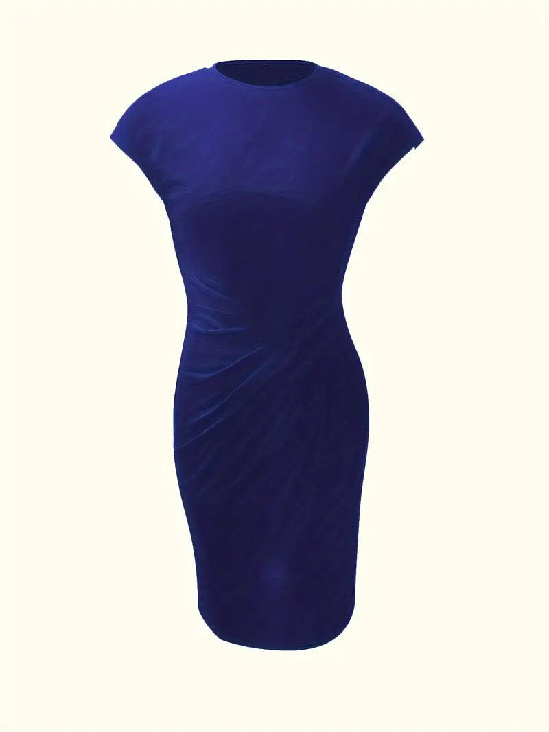 Elizabeth - robe de couleur unie avec col ras du cou