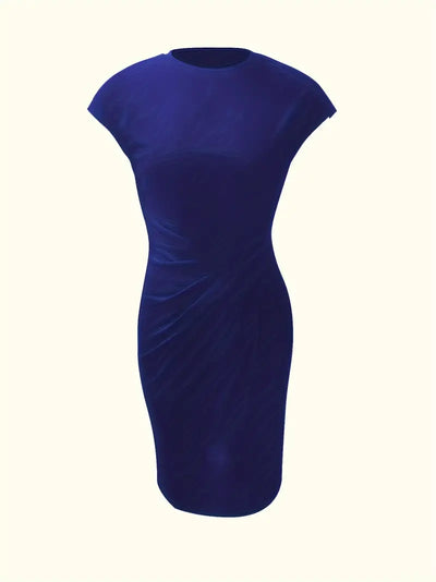 Elizabeth - robe de couleur unie avec col ras du cou