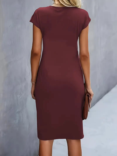 Elizabeth - robe de couleur unie avec col ras du cou