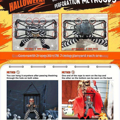 TerrorBone - Squelette hurlant animé pour Halloween - Détecteur de mouvement - Accessoire effrayant pour l'extérieur