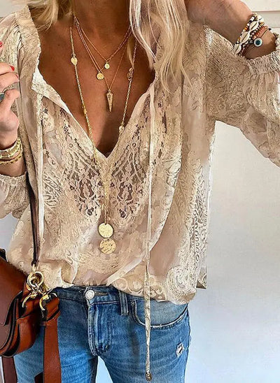 Blouse Boho avec Encolure Fenteuse Pour Femme | Vintage