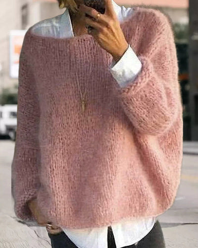 Maglione classico da donna lavorato a maglia con spalle scoperte