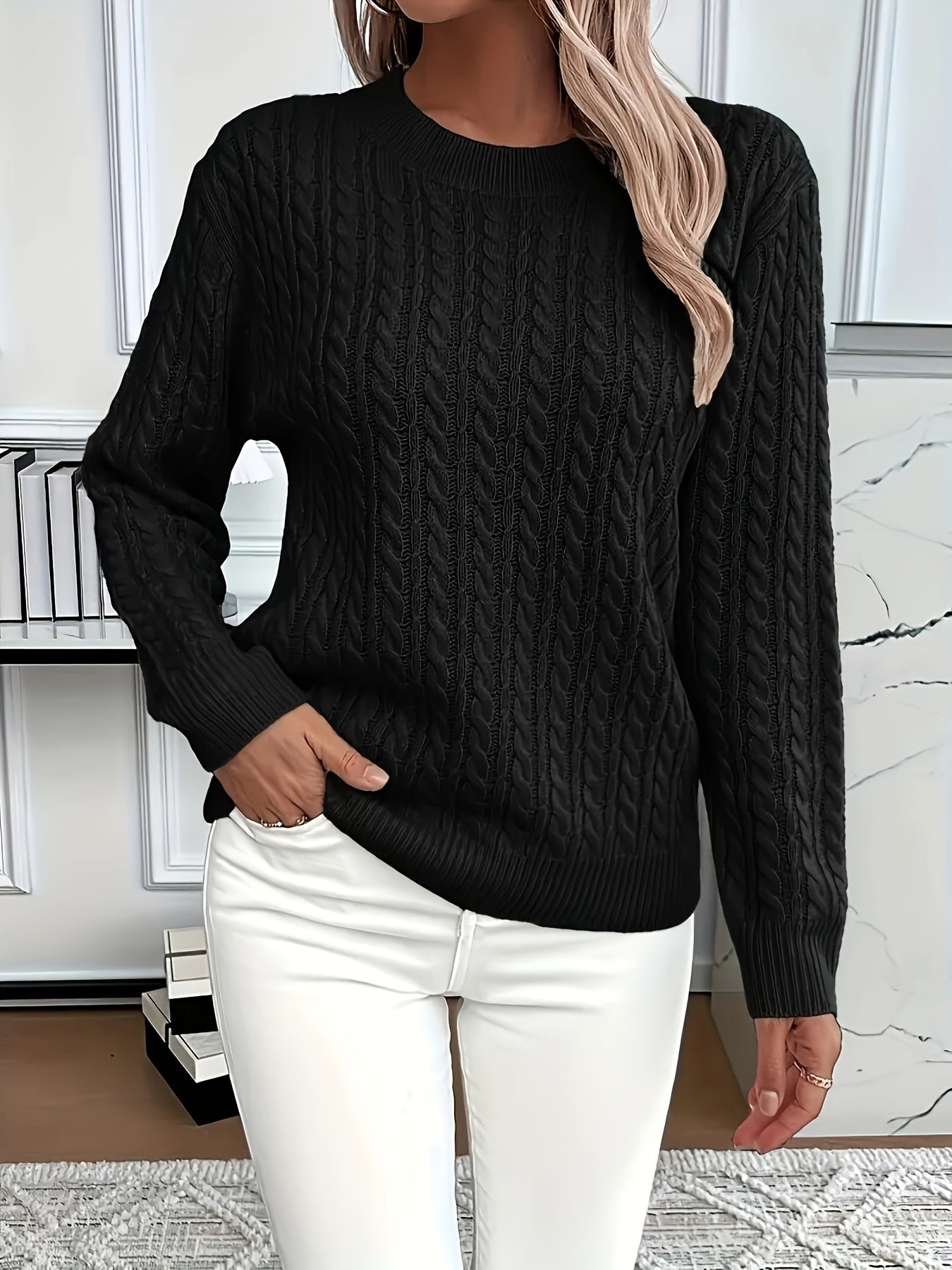 Maglione a trecce da donna: pullover morbido ed elegante per la primavera e l'autunno