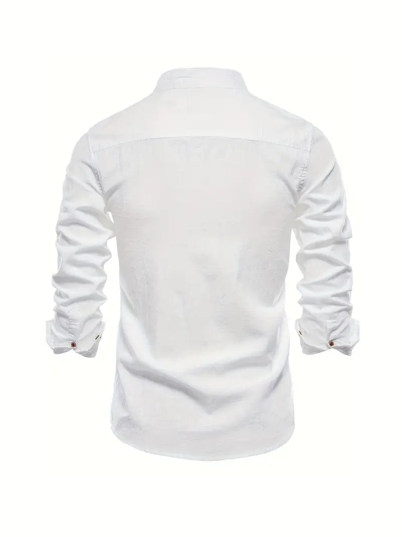 Callum - Chemise en lin pour homme | Chemise d'été légère avec patte de boutonnage classique