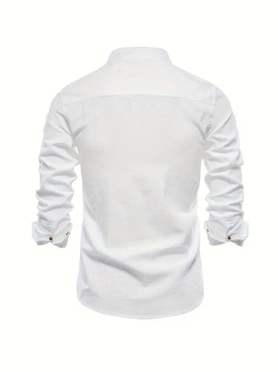Callum - Chemise en lin pour homme | Chemise d'été légère avec patte de boutonnage classique