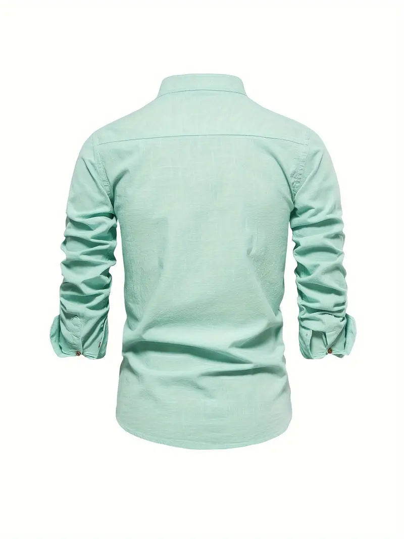 Callum - Chemise en lin pour homme | Chemise d'été légère avec patte de boutonnage classique
