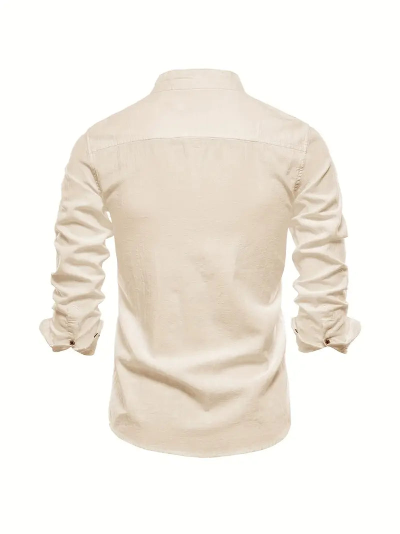 Callum - Chemise en lin pour homme | Chemise d'été légère avec patte de boutonnage classique