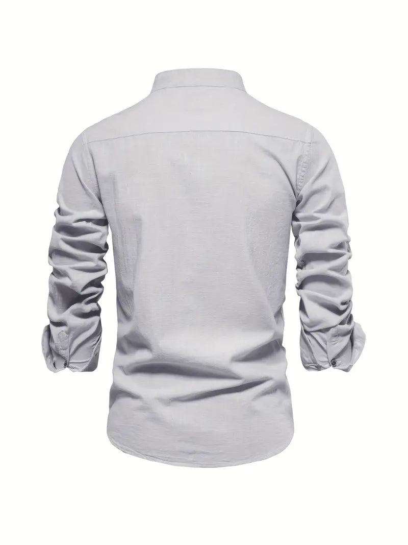 Callum - Chemise en lin pour homme | Chemise d'été légère avec patte de boutonnage classique