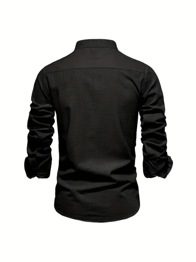 Callum - Chemise en lin pour homme | Chemise d'été légère avec patte de boutonnage classique