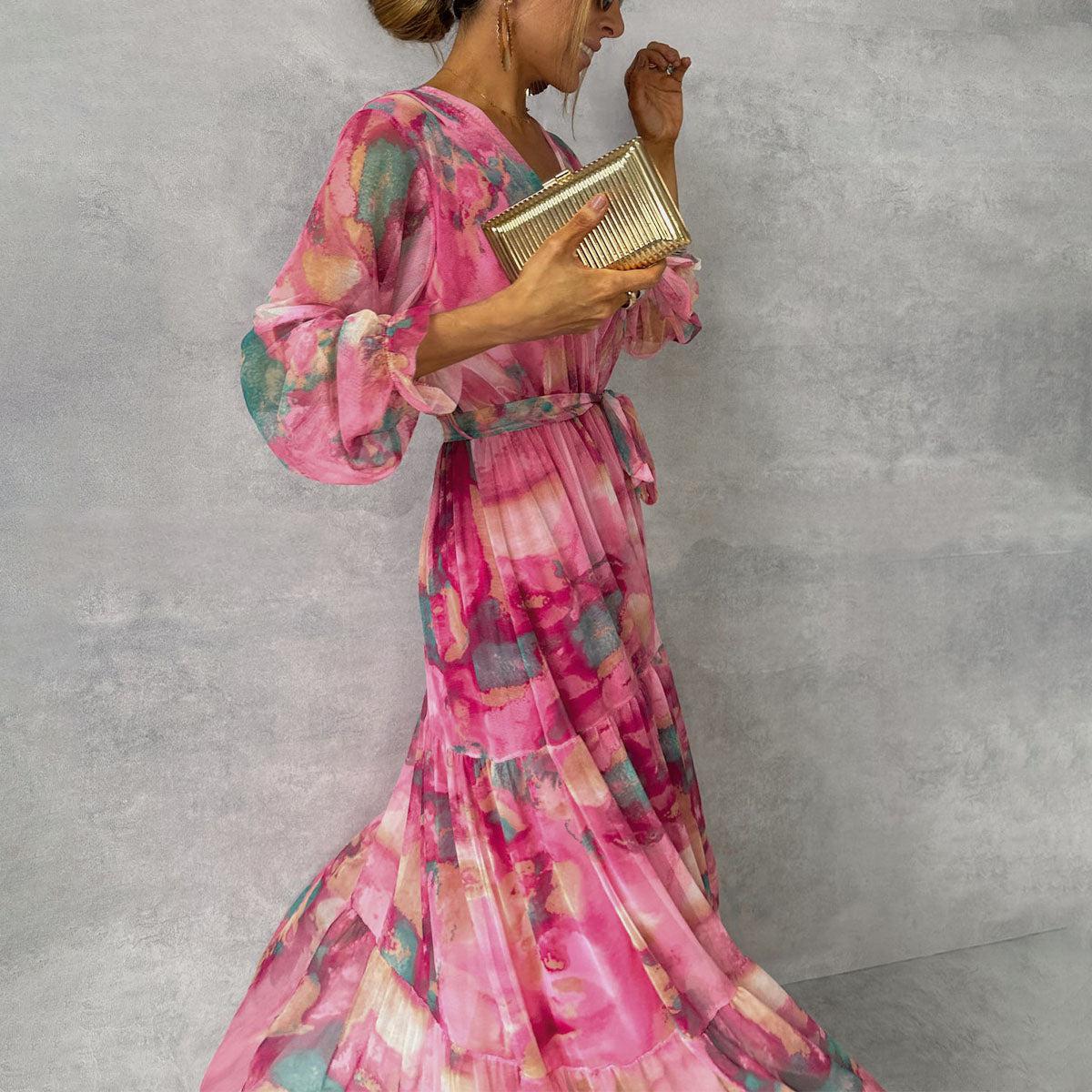 Robe d'été à manches longues pour femmes - Mode moderne et décontractée