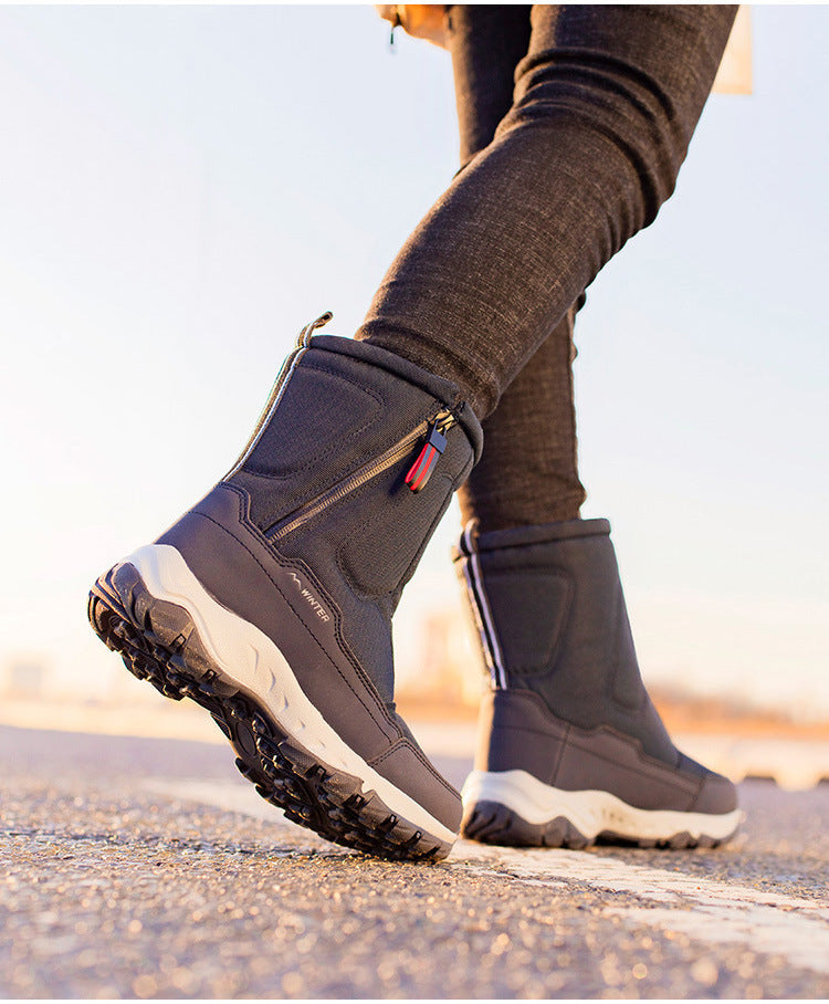 Bottes d'hiver pour femmes avec fermeture éclair latérale - Bottes de neige imperméables, antidérapantes et durables avec doublure chaude