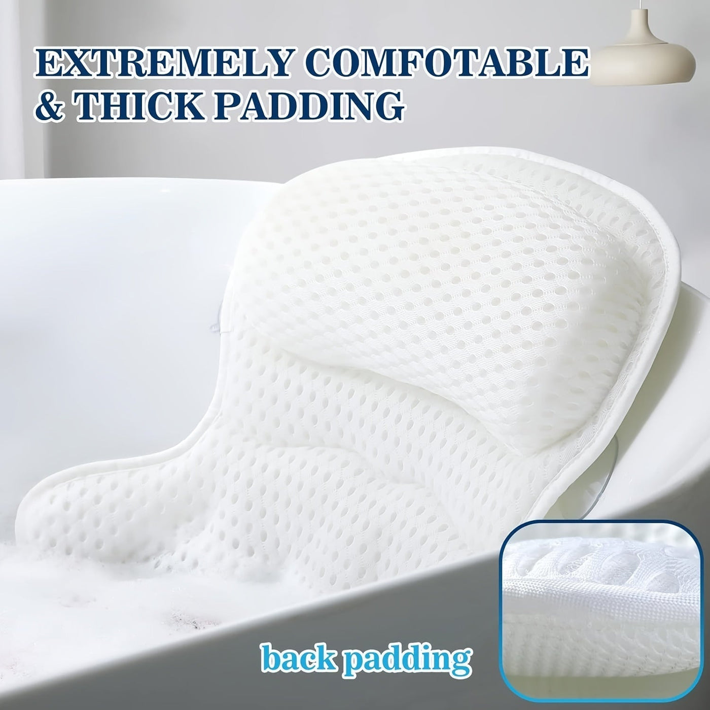 Cuscino da bagno di lusso LuxieSpa 4D - Cuscino traspirante con supporto per collo e schiena per un bagno rilassante