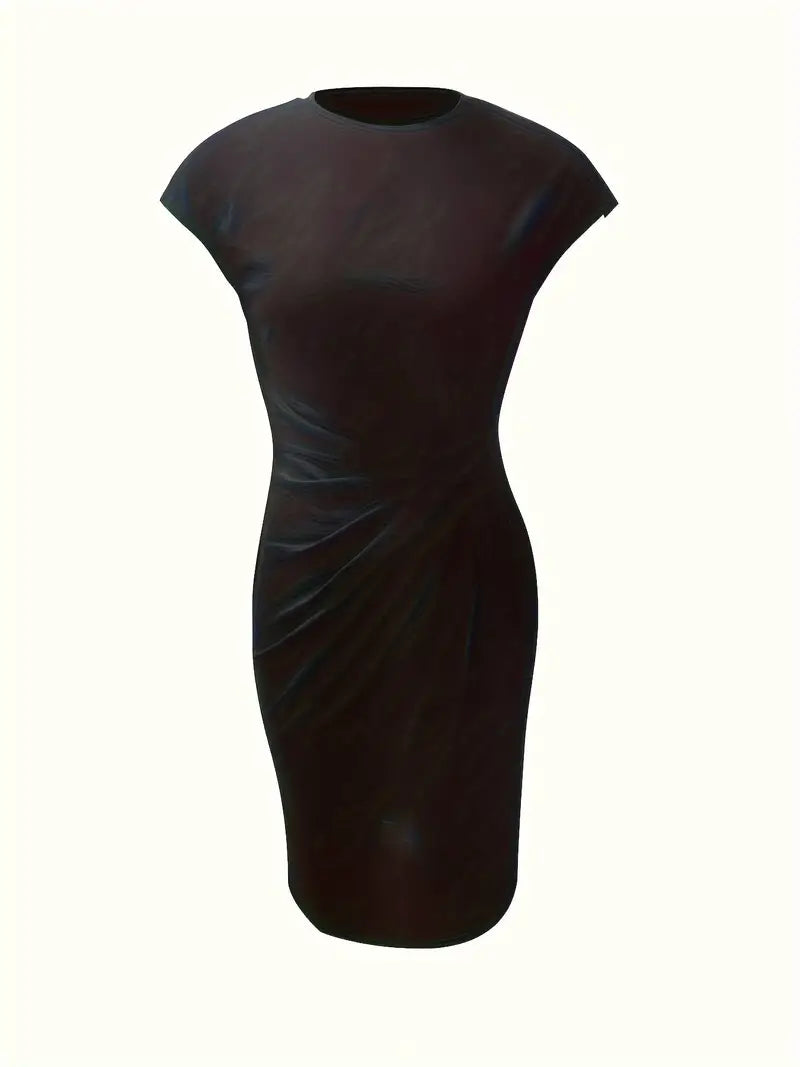 Elizabeth - robe de couleur unie avec col ras du cou