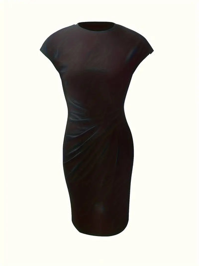 Elizabeth - robe de couleur unie avec col ras du cou