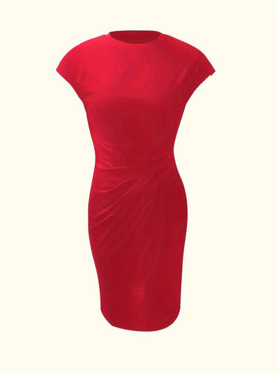 Elizabeth - robe de couleur unie avec col ras du cou