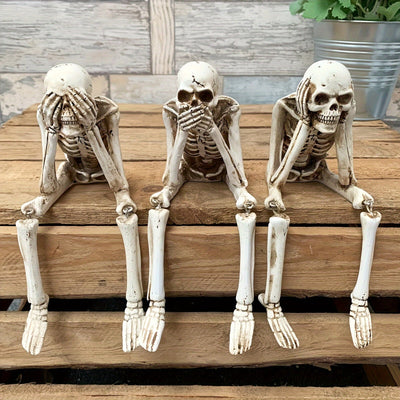 CryptSkulls | Trio de crânes en résine 3 pièces - Set de sculptures fantômes pour la décoration d'Halloween