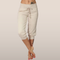 Pantalón capri mujer Liora en algodón-lino – cintura elástica y cordón, ligero y de moda otoño 2023