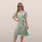Vestido Elegante Otoñal para Mujeres - Vestido midi con escote en V y cinturón de lazo