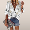 Blusa femenina con estampado floral - Mangas largas y cierre de botones