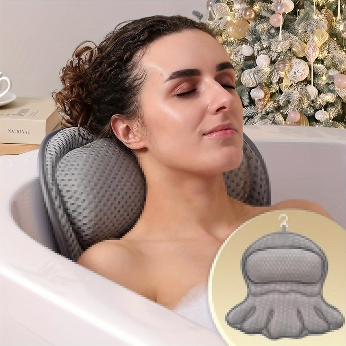 Cuscino da bagno di lusso LuxieSpa 4D - Cuscino traspirante con supporto per collo e schiena per un bagno rilassante