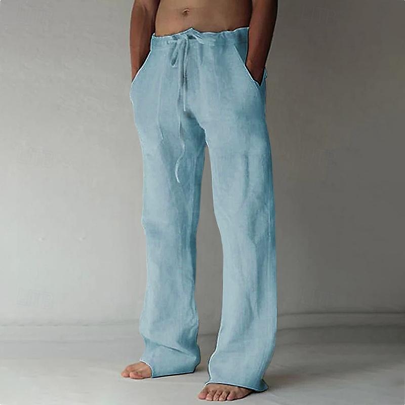 Pantalon large pour homme, lin