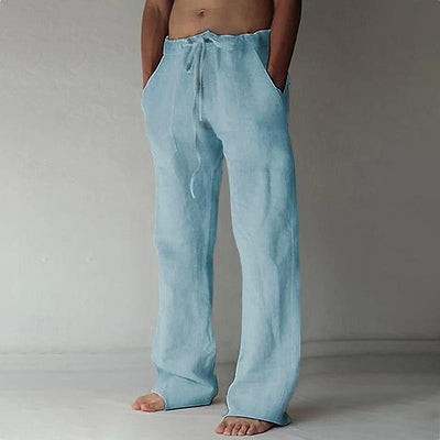 Pantalon large pour homme, lin