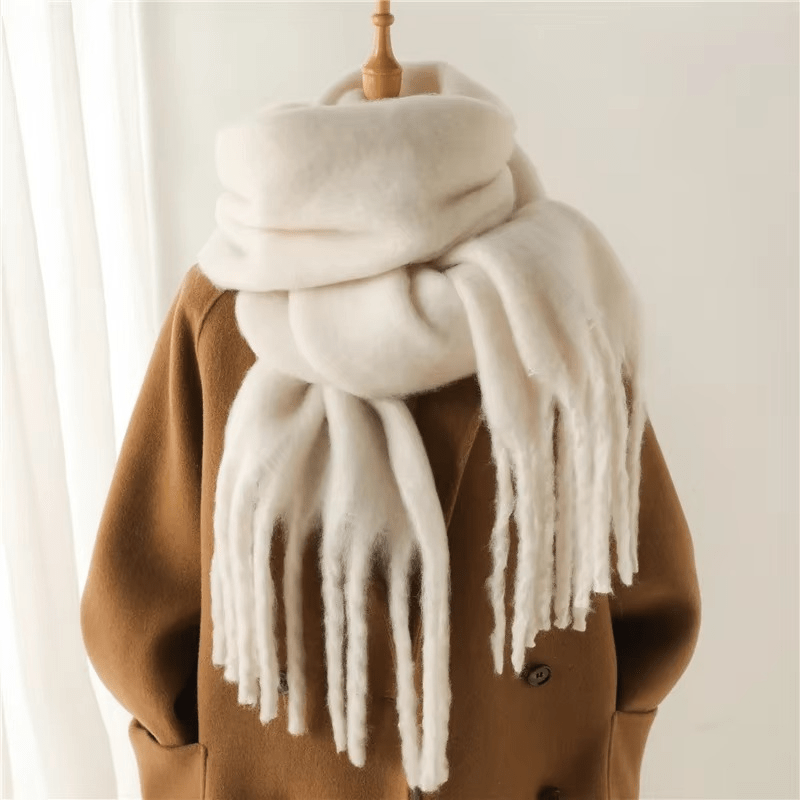 CosyCharm - Écharpe en cachemire doux avec pompons pour les chaudes journées d'hiver