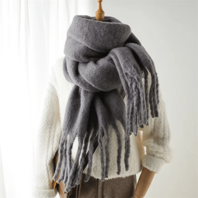 CosyCharm - Écharpe en cachemire doux avec pompons pour les chaudes journées d'hiver