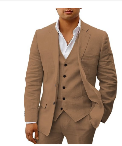 Costume homme élégant 3 pièces – tenue de mariage ou cérémonie estivale