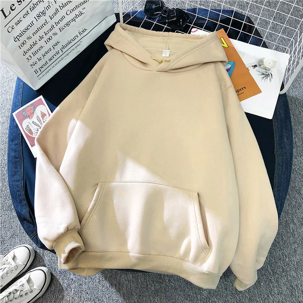 Sudadera con capucha para mujer - Corte holgado - Forro polar - Bolsillo tipo canguro - Ribetes acanalados - Estilo casual