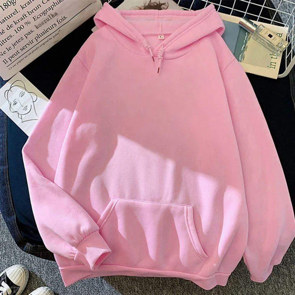 Sudadera con capucha para mujer - Corte holgado - Forro polar - Bolsillo tipo canguro - Ribetes acanalados - Estilo casual