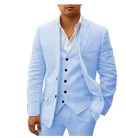 Costume homme élégant 3 pièces – tenue de mariage ou cérémonie estivale