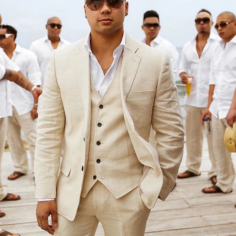 Costume homme élégant 3 pièces – tenue de mariage ou cérémonie estivale