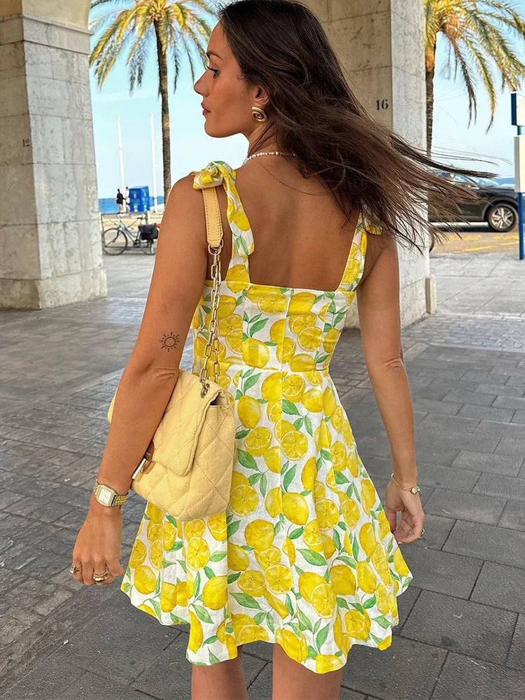 Amaya - Robe d'été imprimée citron