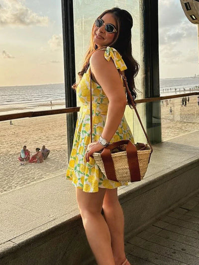 Amaya - Robe d'été imprimée citron