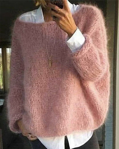 Maglione classico da donna lavorato a maglia con spalle scoperte