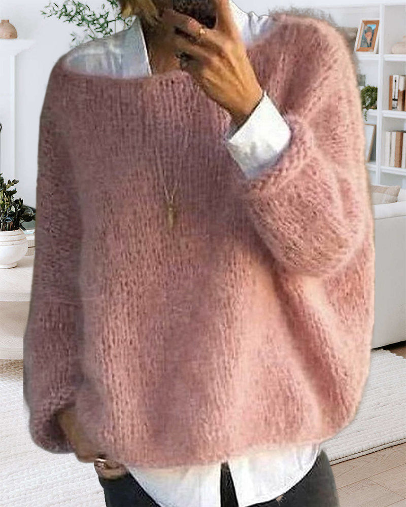 Maglione classico da donna lavorato a maglia con spalle scoperte