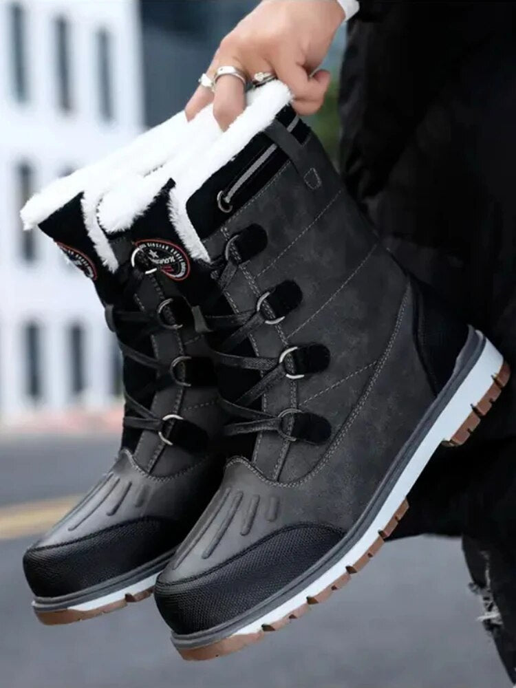 Bottes d'hiver pour hommes - Chaussures de neige doublées et chaudes avec semelle antidérapante