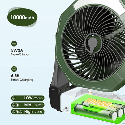 Ventilateur de brumisation portable, 8 pouces, 10000Mah, batterie rechargeable