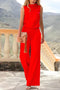 Combinaison pour femmes - sans manches - col montant - coupe ample - jambes larges