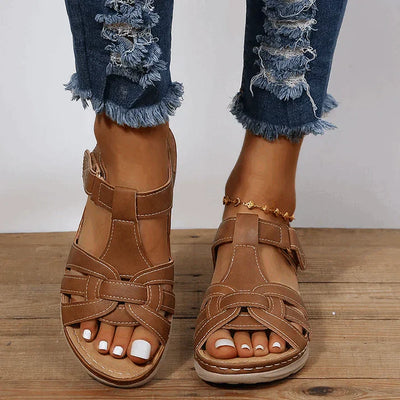 Sandales orthopédiques de confort en cuir vintage