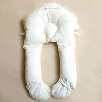 Oreiller de grossesse blanc en forme de U, soutien ergonomique pour le corps, idéal pour le confort des femmes enceintes et l'allaitement.
